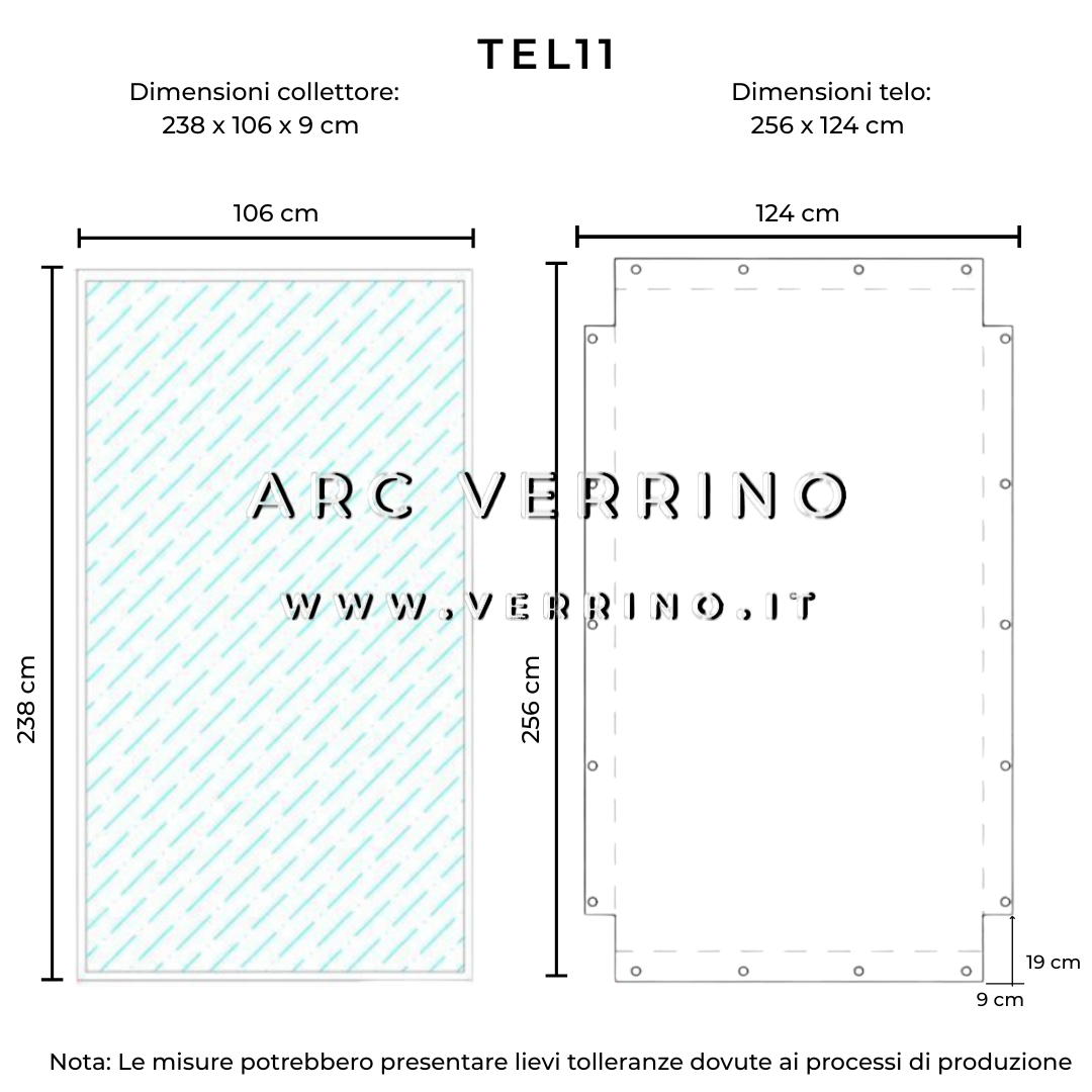 Telo di copertura in PVC - 124 x 256 cm - per collettori solari VIESSMANN (pannelli solari termici) | TEL 11_2