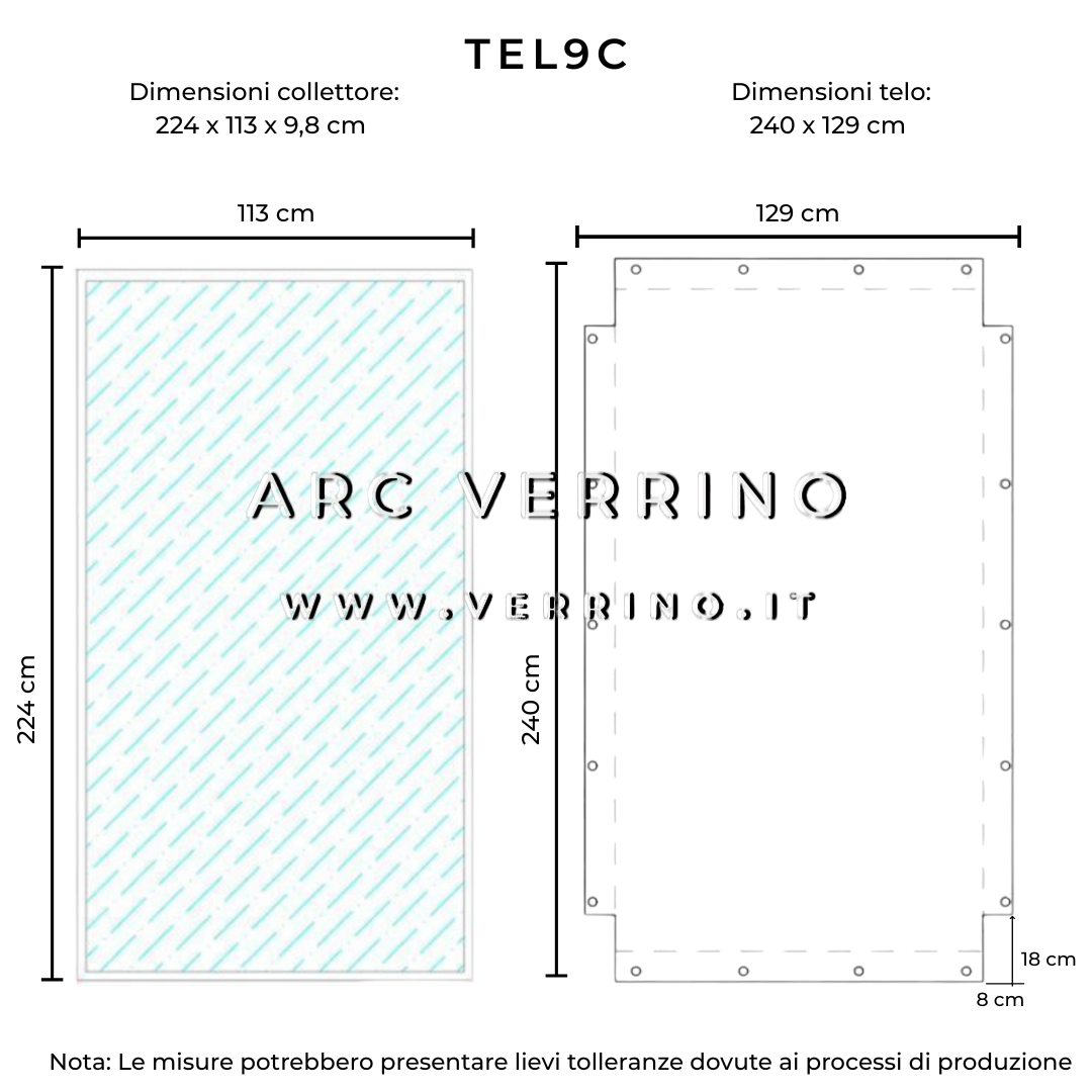 Telo di copertura in PVC - 129 x 240 cm - per collettori solari ARISTON KARIOS (pannelli solari termici) | TEL 9 C_2