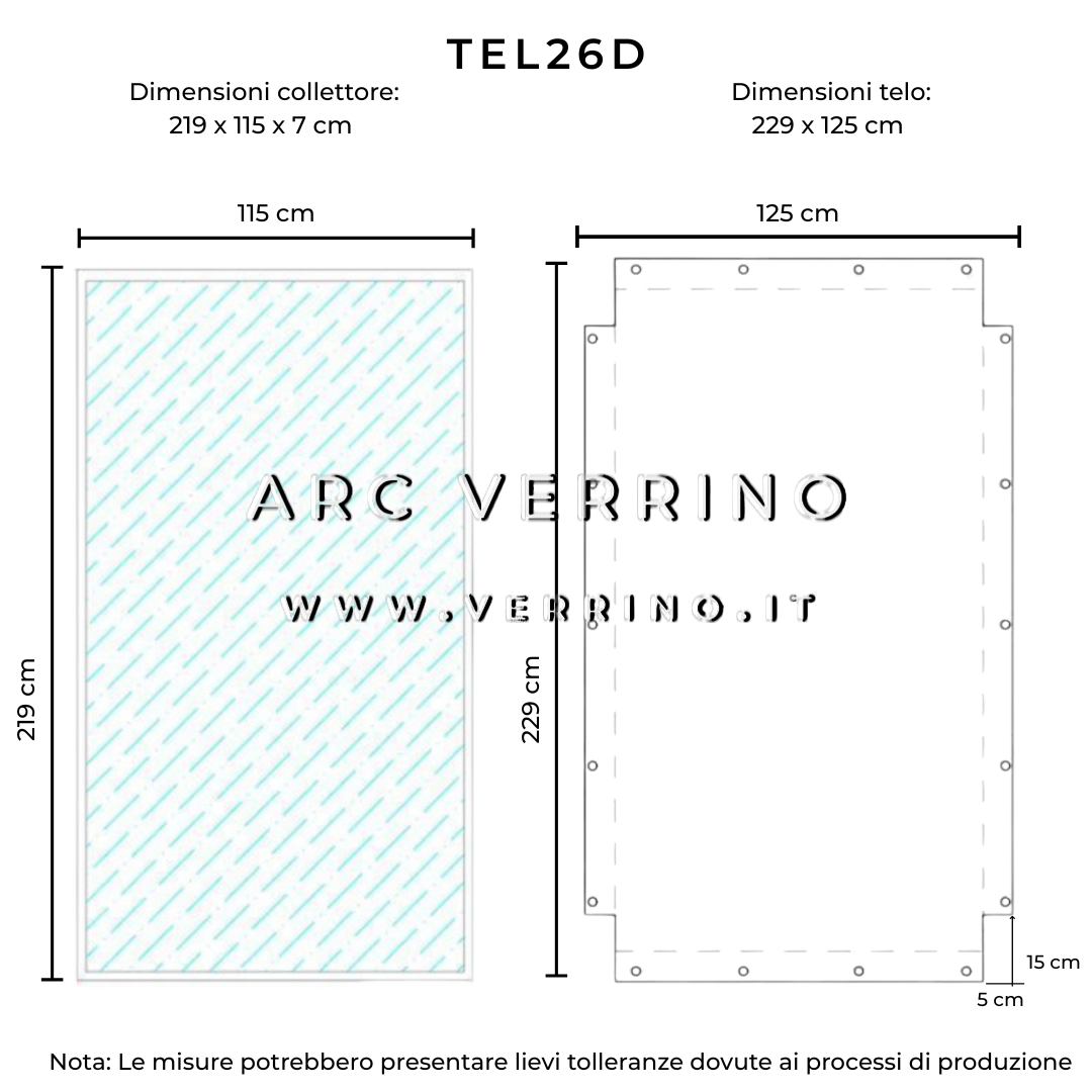 Telo di copertura in PVC - 229 x 125 cm - per collettori solari BAXI (pannelli solari termici) | TEL 26 D_2