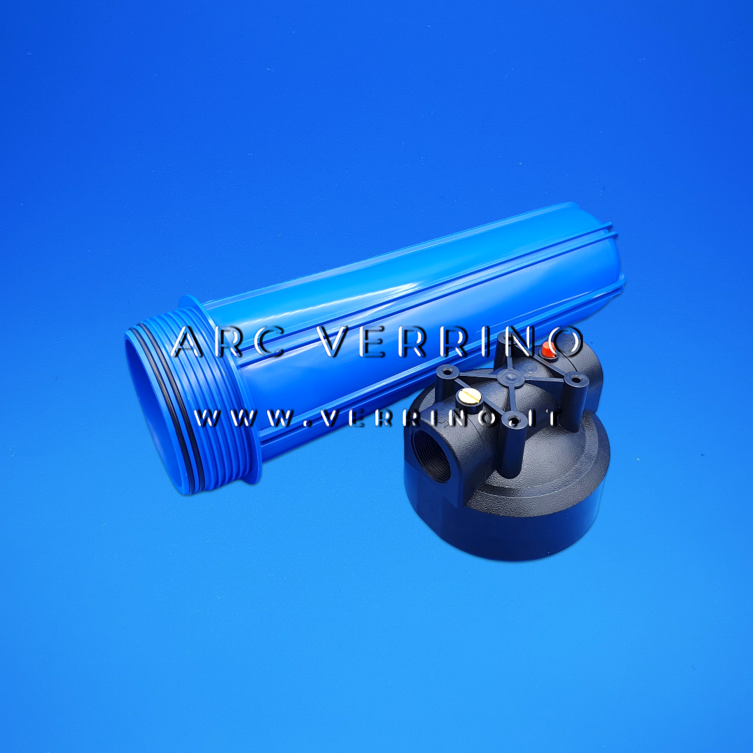 Contenitore per filtro BIG 20 - IN-OUT 1-1/2 | pulsante rilascio pressione con chiave e staffa
