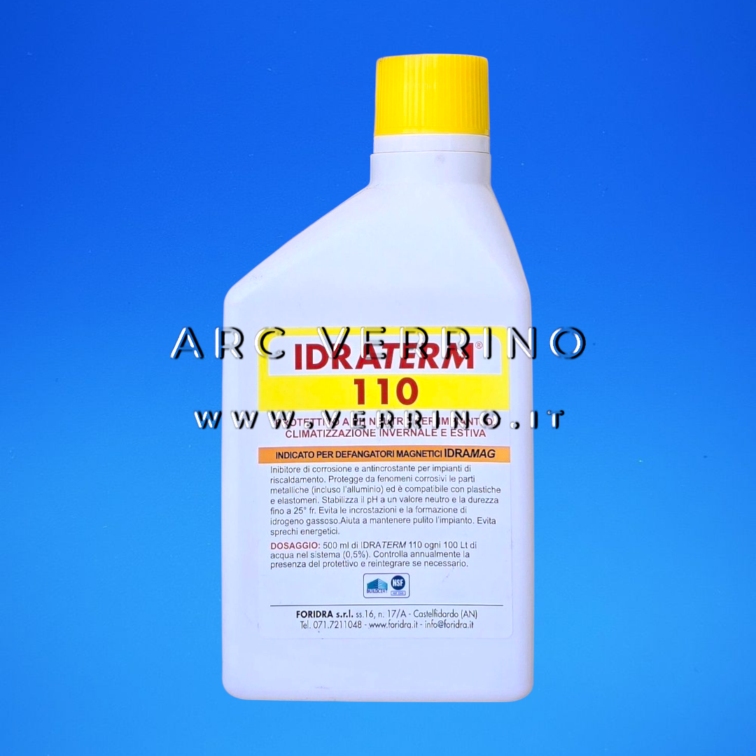 Antincrostante liquido Foridra IDRATERM 110 a PH neutro con inibitore di corrosione per impianti di riscaldamento | Tanica 0.5 Kg