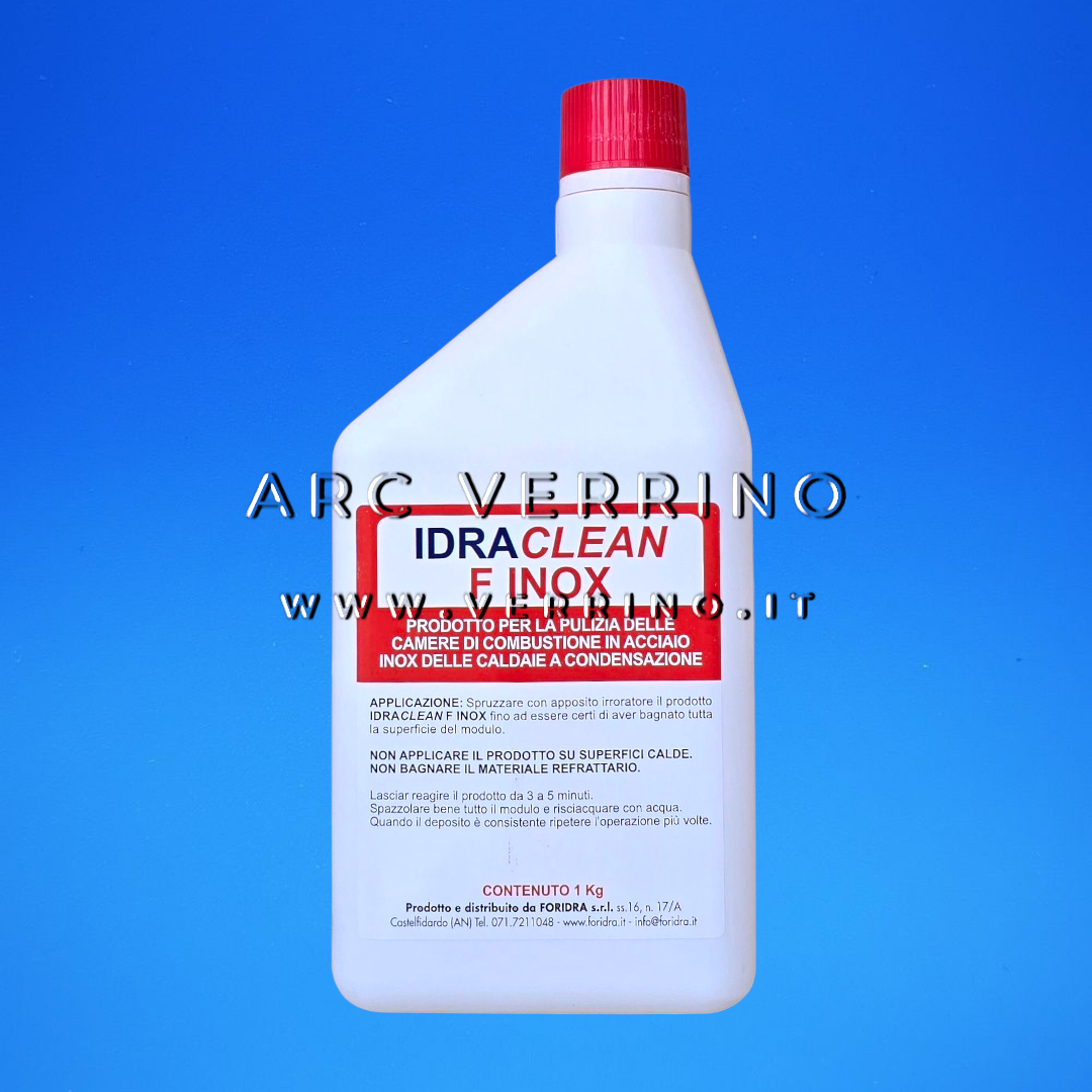 Detergente liquido Foridra IDRACLEAN F INOX per camera di combustione in acciaio inox | Bottiglia 1 Kg