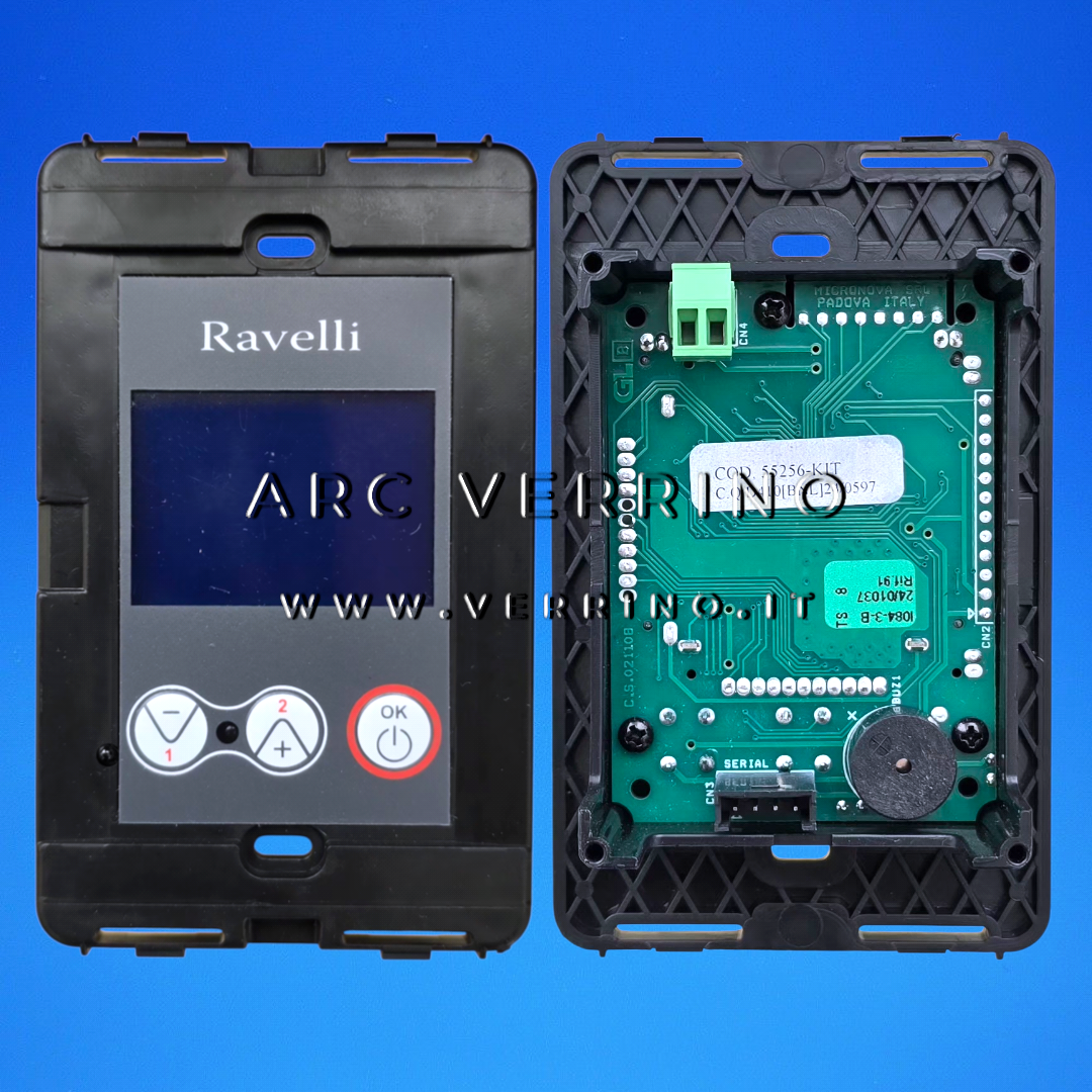 Display 3 tasti LCD Ravelli 55256-KIT - Pannello comandi Micronova IO84_3_B RDS verticale | Ricambio originale per stufa a pellet e caldaia a pellet -  ARC VERRINO ROMA
