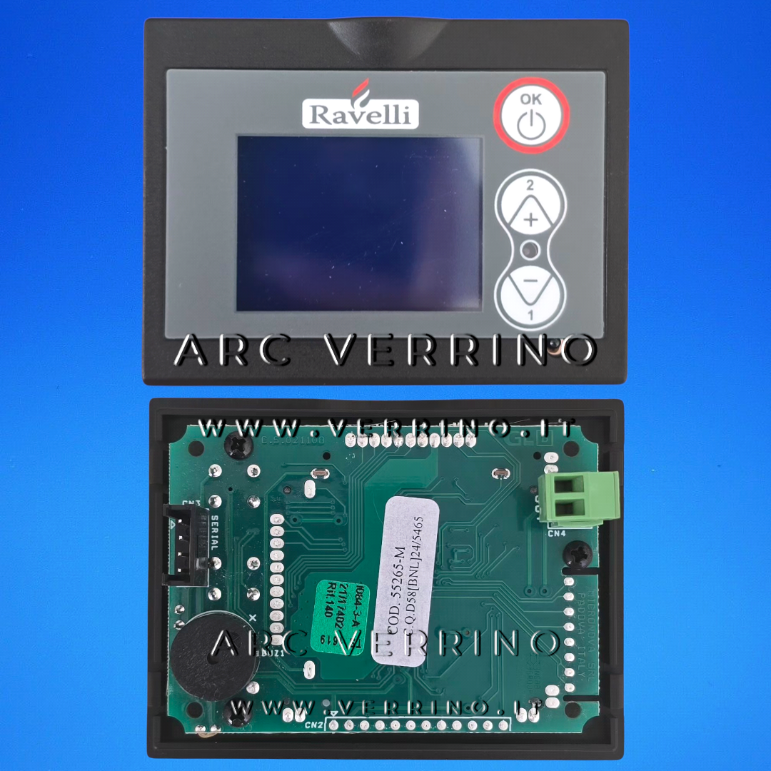 Display 3 tasti LCD Ravelli 55265-M | Pannello comandi IO84_3_A orizzontale basculante RDS - ARC VERRINO ROMA E GROTTAFERRATA riambio originale Ravelli per stufa a pellet