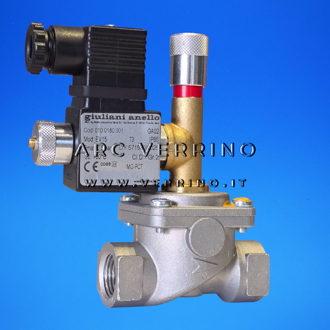 Elettrovalvola gas Giuliani Anello EV15 - 010.0180.001 | Normalmente chiusa a riarmo manuale - 1/2"
