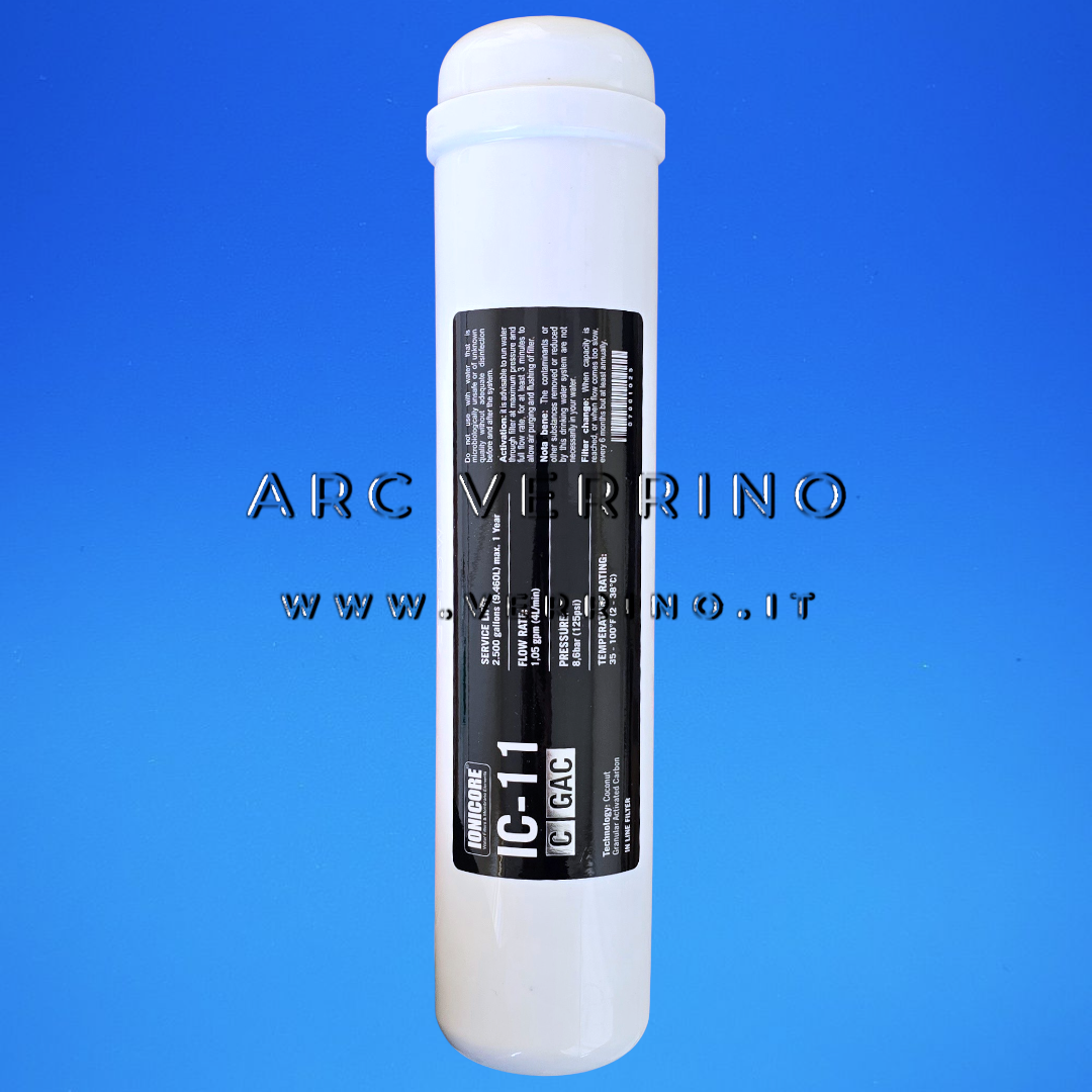 Filtro in linea Ionicore IC-11 C GAC - Batteriostatico | GAC - 1/4'' BSP - ARC VERRINO