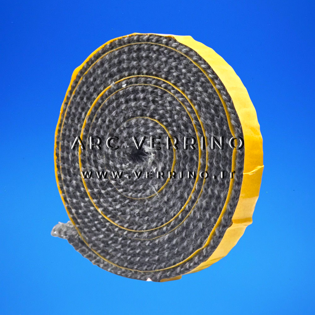 Guarnizione piatta Ravelli 44052 per vetro stufa a pellet in fibra di vetro Tricotex 15x3 mm - Confezione 2,5 metri - Ricambio originale Roma - Arc Verrino caldaie