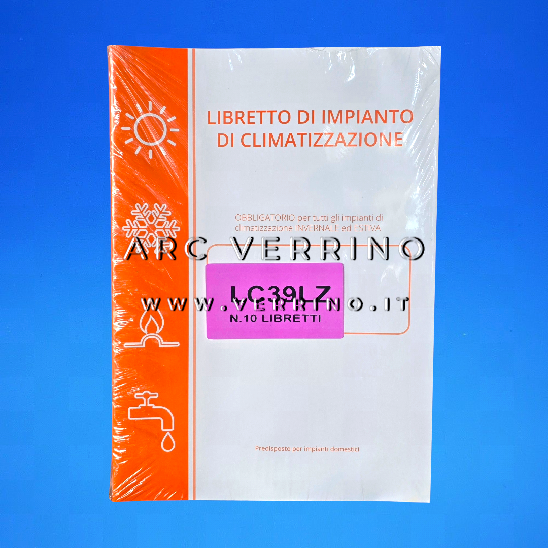 Libretto LC39LZ di impianto di climatizzazione invernale ed estiva | Confezione 10 libretti - ARC VERRINO ROMA - ARC VERRINO GROTTAFERRATA
