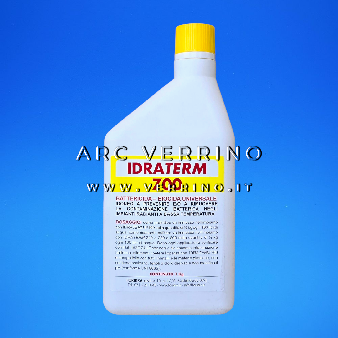 Liquido battericida-biocida Foridra IDRATERM 700 protettivo e risanante per impianti a bassa temperatura | Bottiglia 1 Kg