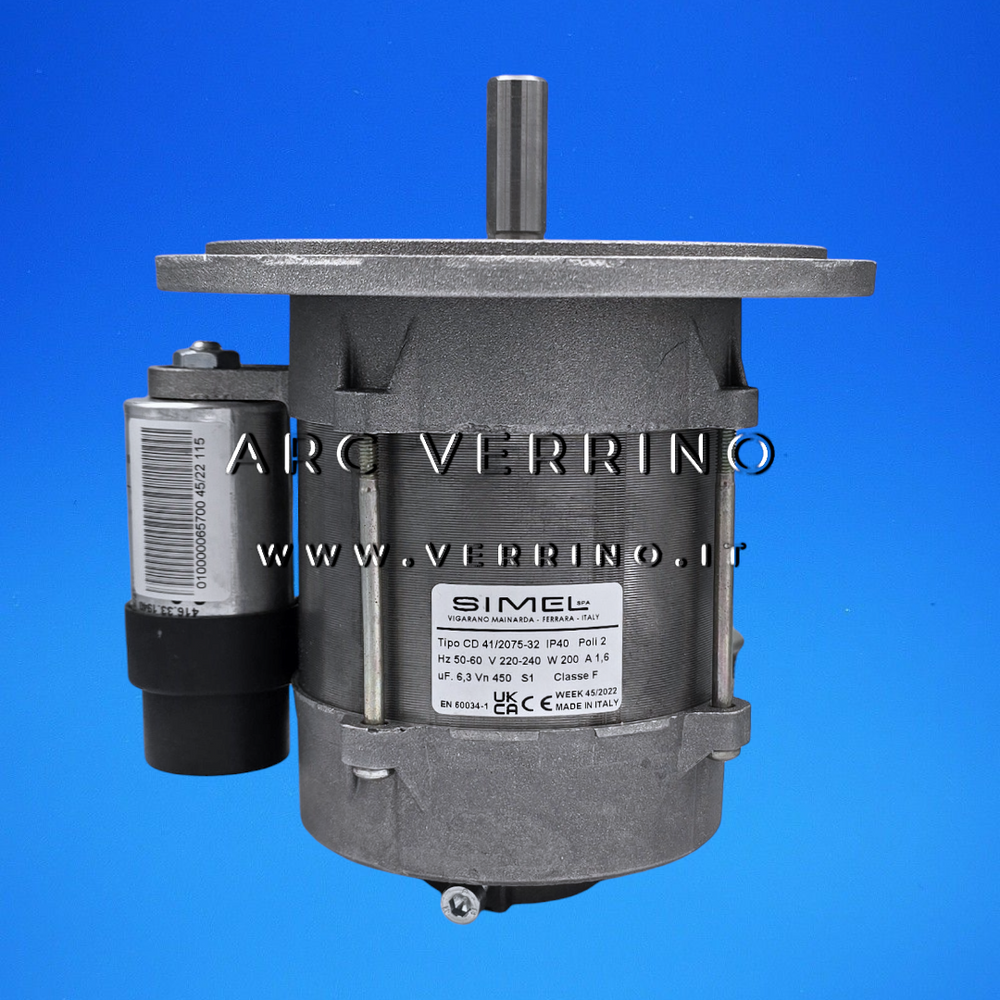 Motore Simel CD 41/2075-32 con condensatore e attacco ausiliare posteriore (senza cavo) - 50/60 Hz | Simel