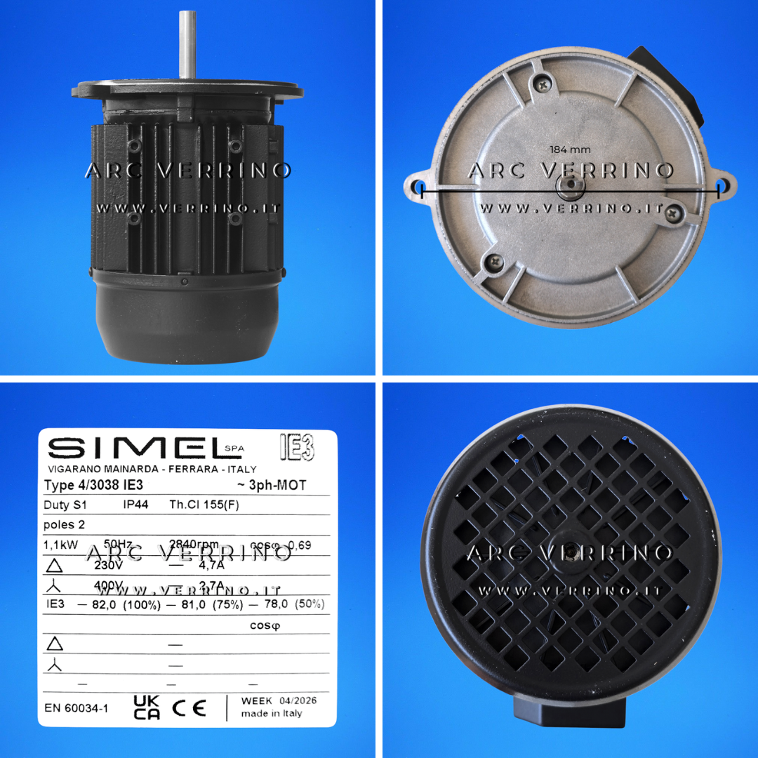 Motore originale Simel 4/3038 IE3 Trifase - 50 Hz | Ricambio originale Simel per bruciatore gas e gasolio - ARC VERRINO ITALIA E ROMA - dettagli