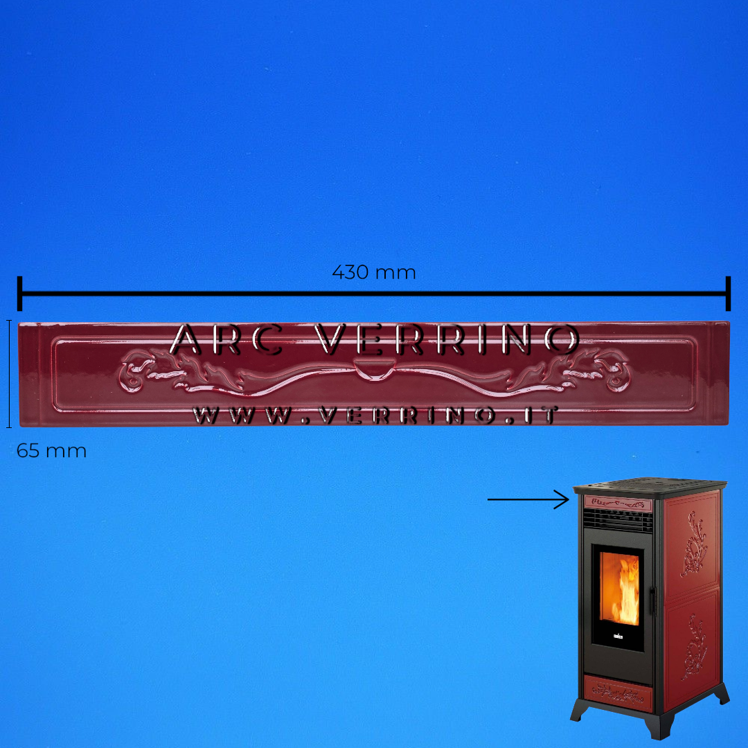 Pannello ceramica frontale superiore Ravelli 100-66-021N-BDX | per stufa a pellet - ARC VERRINO