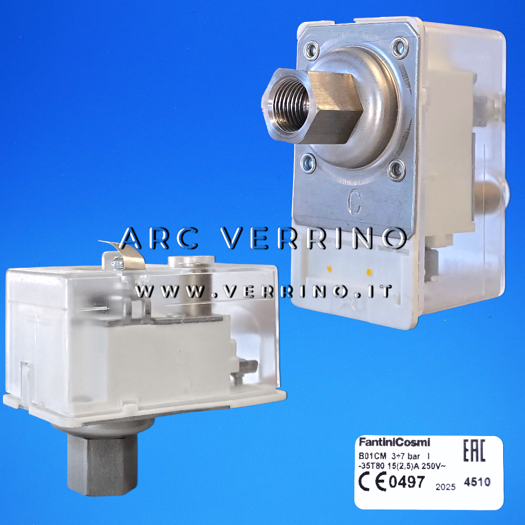 Pressostato di sicurezza Fantini Cosmi B01CM - a riarmo manuale | 3 - 7 bar