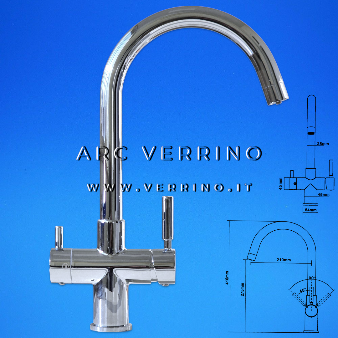 Rubinetto miscelatore 5 Vie - cromato R5VCR | Lavello Cucina - per sistemi di trattamento acqua potabile - ARC VERRINO