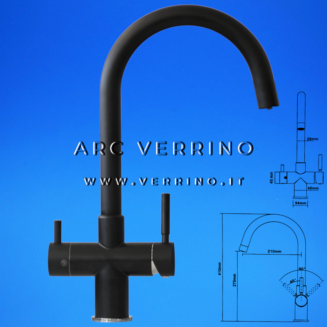 
                  
                    Rubinetto miscelatore 5 Vie - nero opaco 5318NE | Lavello Cucina - per sistemi di trattamento acqua potabile - ARC VERRINO ROMA E ARC VERRINO GROTTAFERRATA
                  
                