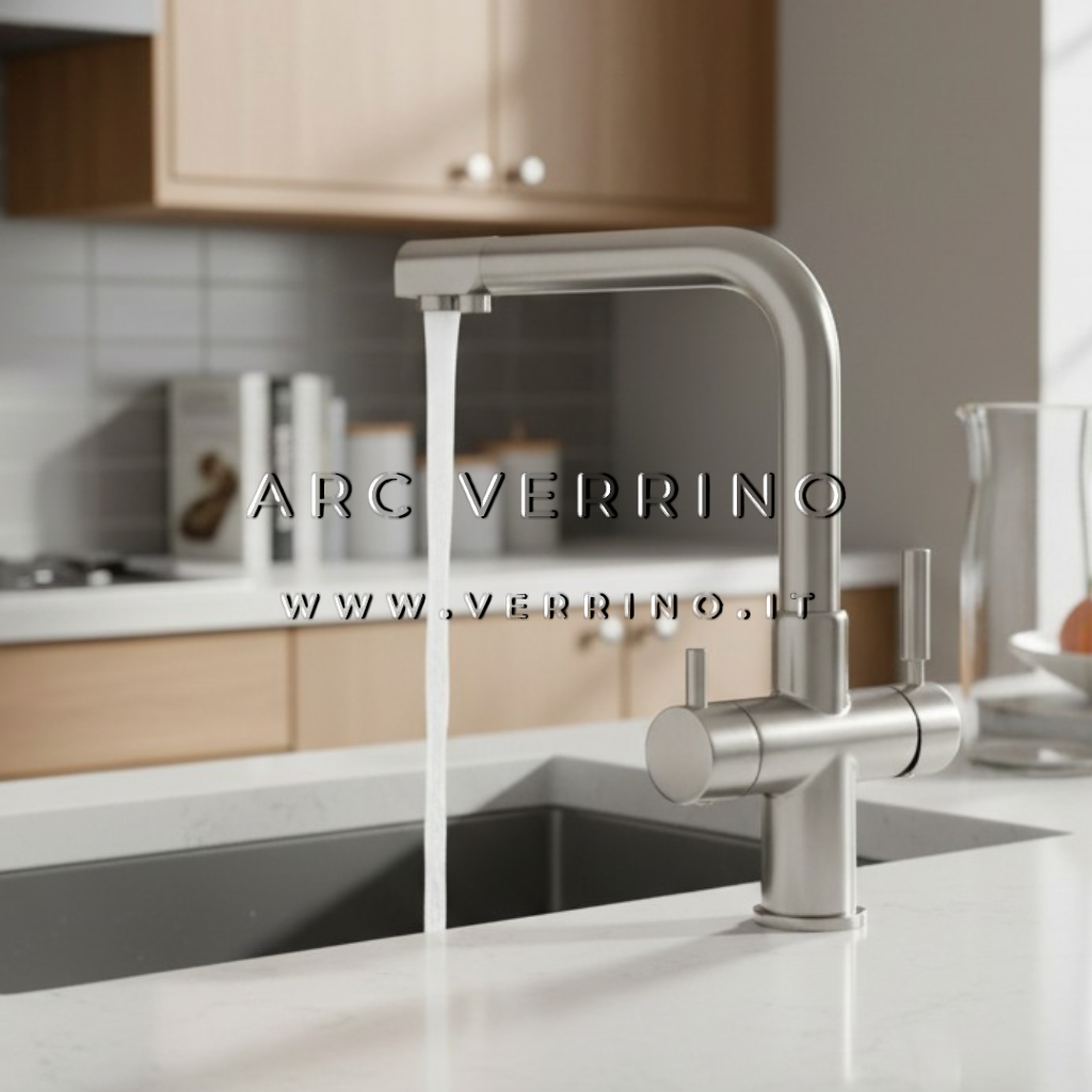 Rubinetto miscelatore 5 Vie - nickel spazzolato 5026NS | Esempio per lavandino della Cucina - per osmosi e  sistemi di trattamento acqua potabile - ARC VERRINO