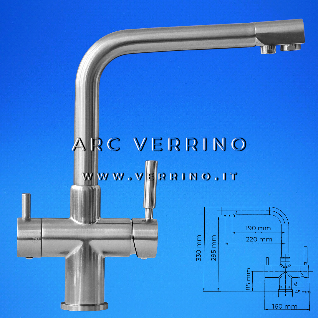 Rubinetto miscelatore 5 Vie - nickel spazzolato 5026NS | per Lavello Cucina - per sistemi di trattamento acqua potabile - ARC VERRINO