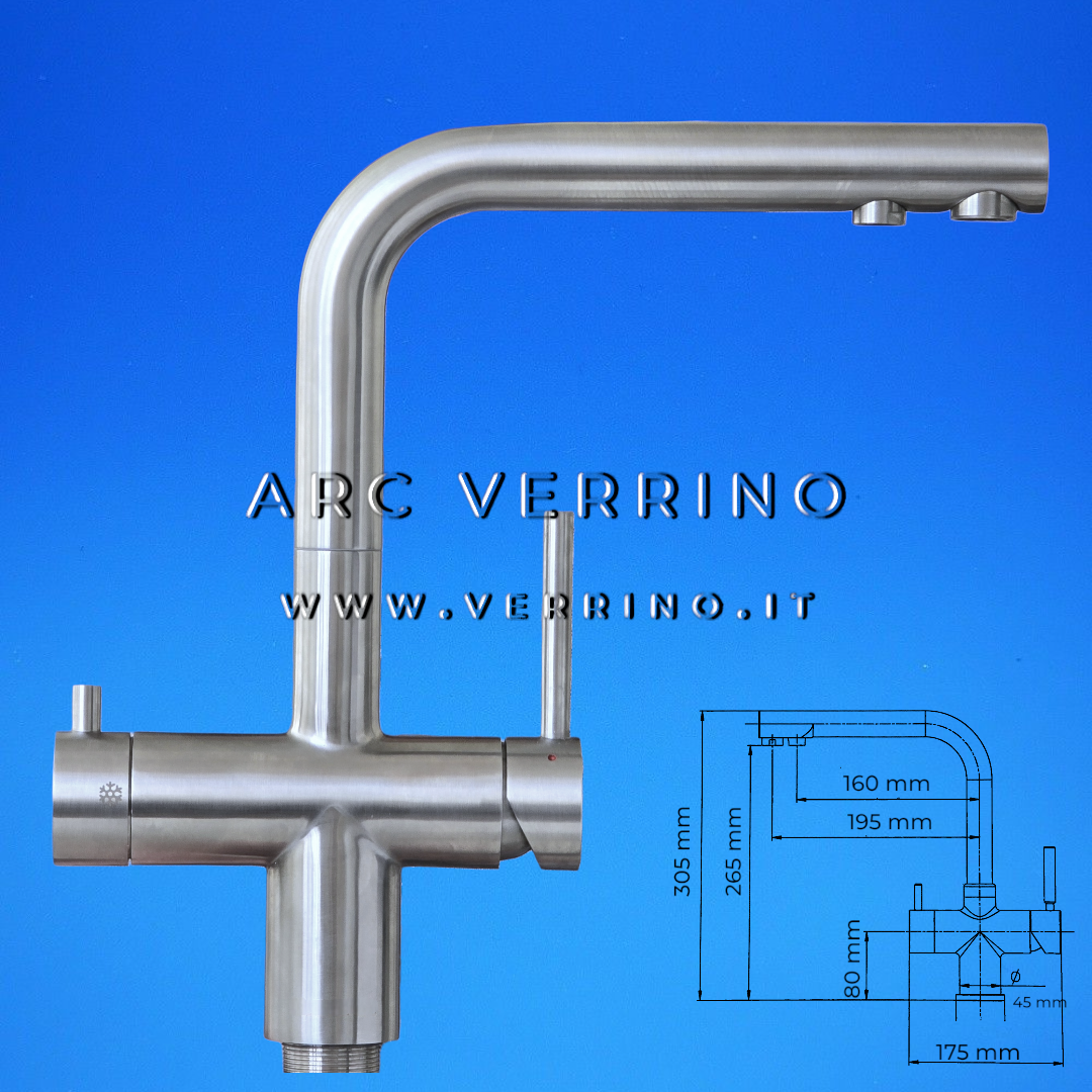 Rubinetto miscelatore 5 Vie - spazzolato RBCOL512 | Lavello Cucina - per sistemi di trattamento acqua potabile - ARC VERRINO