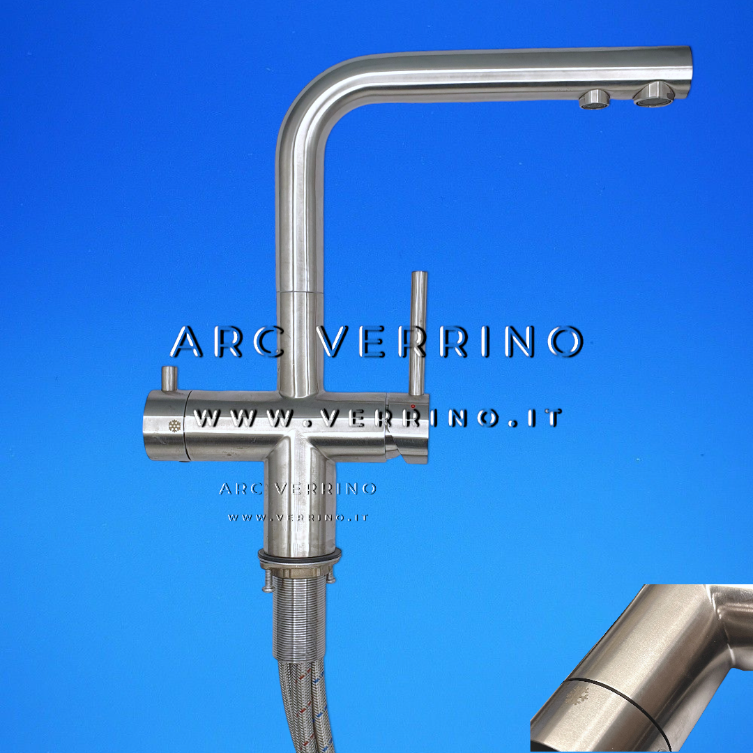 Rubinetto miscelatore 5 Vie - spazzolato ZR L512 | Lavello Cucina - per sistemi di trattamento acqua potabile - ARC VERRINO