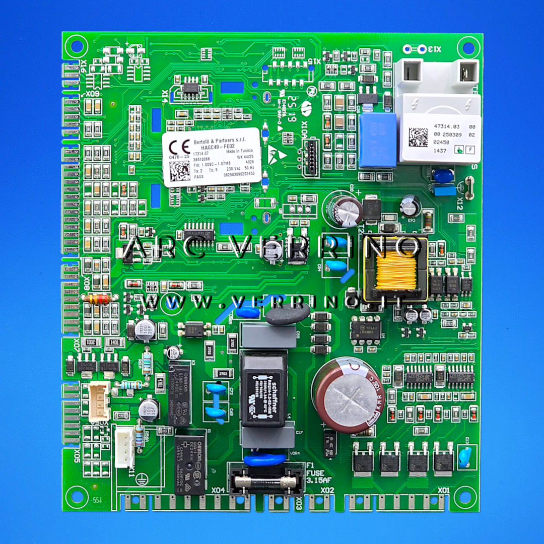 Scheda di controllo Ferroli 3981V586 | Bertelli HAGC49 FE02 - Centralina elettronica HIT.RRT 36510066 - Ricambio originale Ferroli per caldaie a gas - ARC VERRINO CALDAIE MURALI
