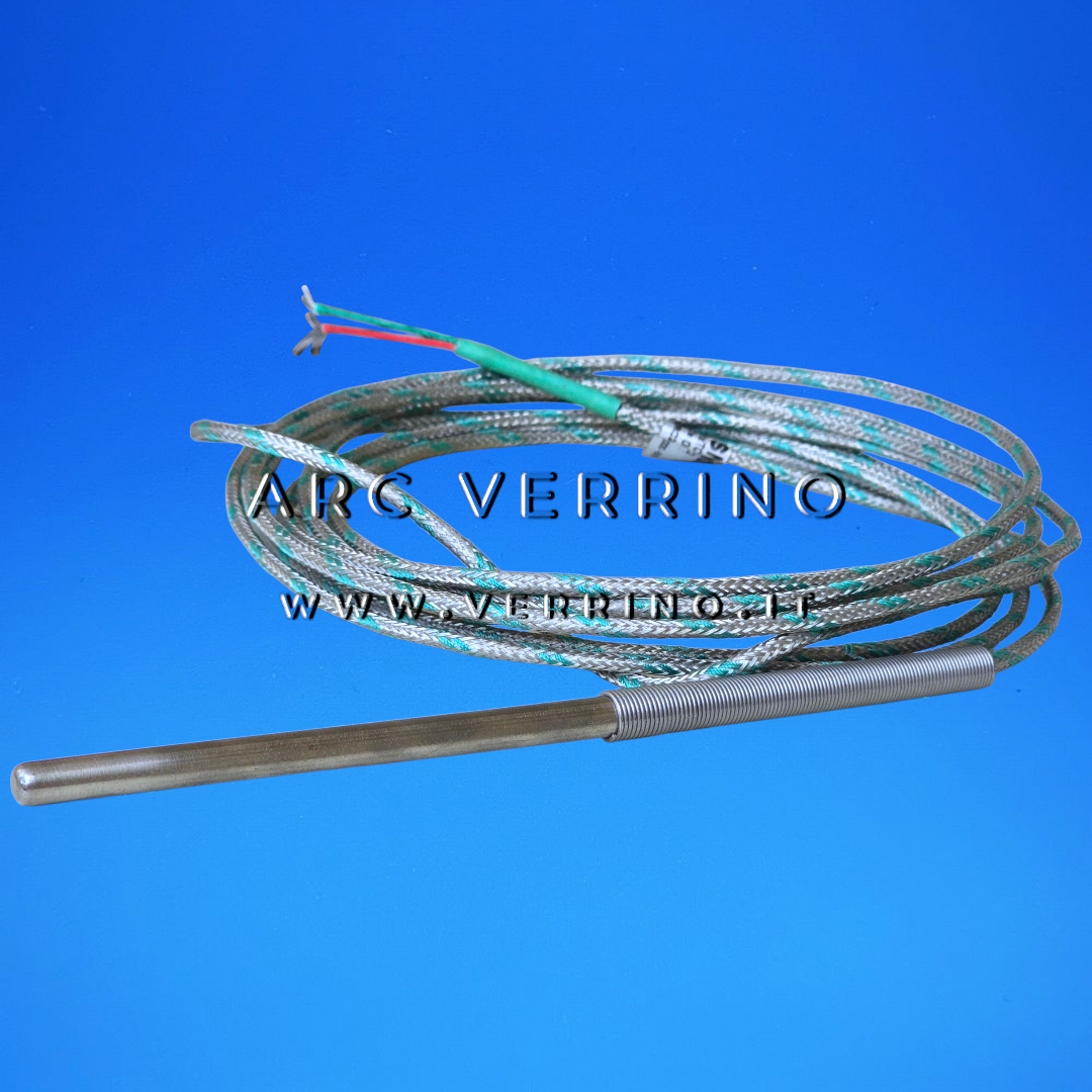 Sonda di temperatura- Ricambio originale TCK Eliwell  SN400011 | Termocoppia cavo vetrotex 3 m – Terminale 6×100 mm - per alte temperature - ARC VERRINO