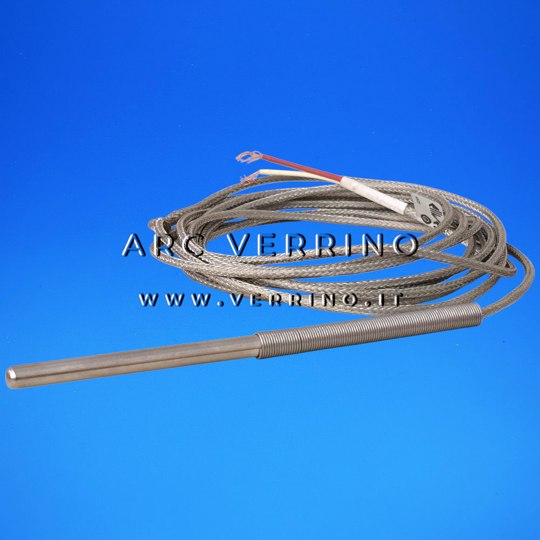 Sonda di temperatura PT100 Eliwell SN200028 | Termocoppia originale cavo vetrotex 3 m –  Ricambio 6×80 mm | -50 °C a +350 °C - ARC VERRINO 