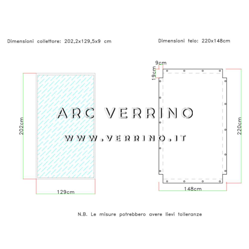 Telo di copertura in PVC - 148 x 220 cm - per collettori solari UNICAL (pannelli solari termici) | TEL 26 C_2