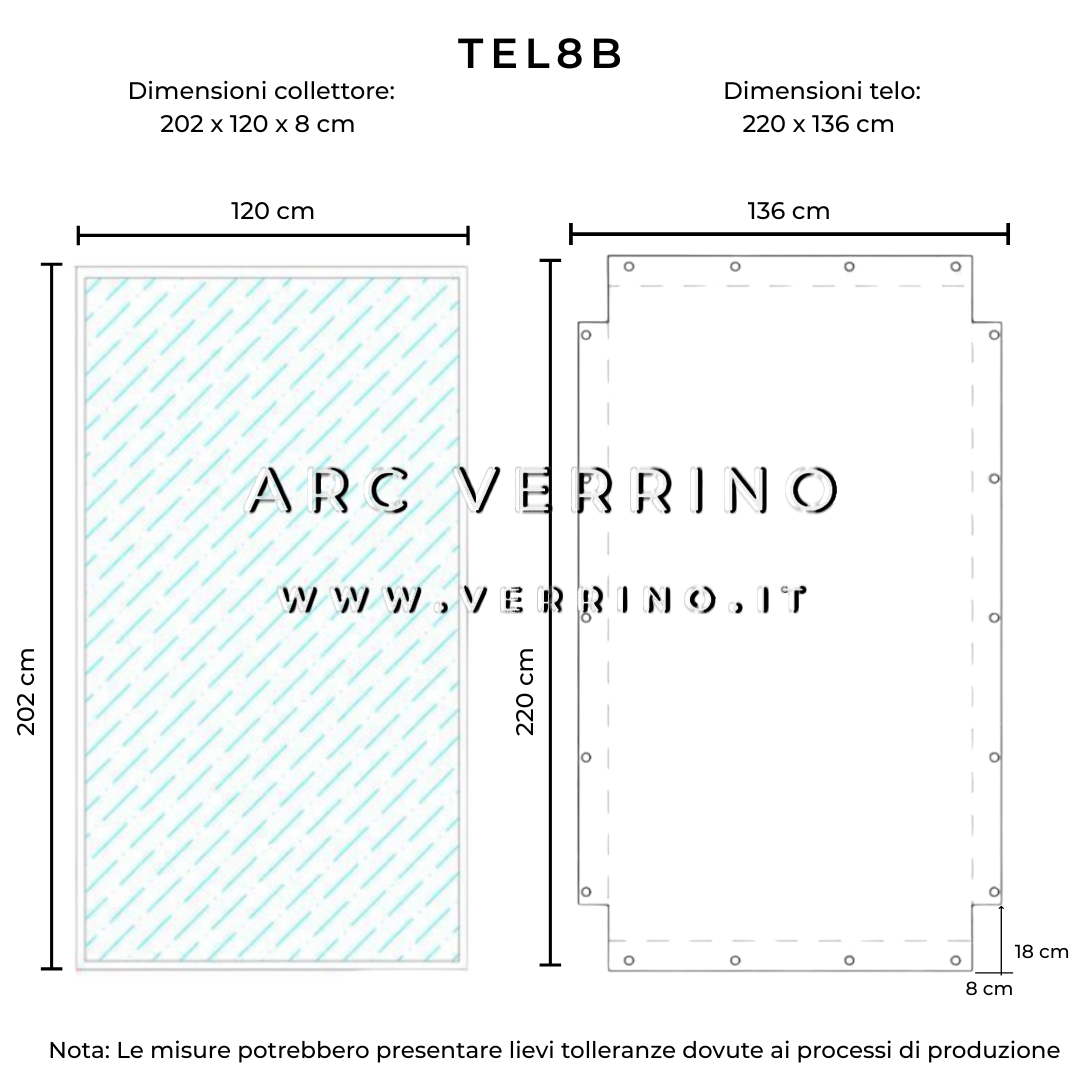 Telo di copertura in PVC - 220 × 136 cm - per collettori solari (pannelli solari termici) | TEL 8 B_2