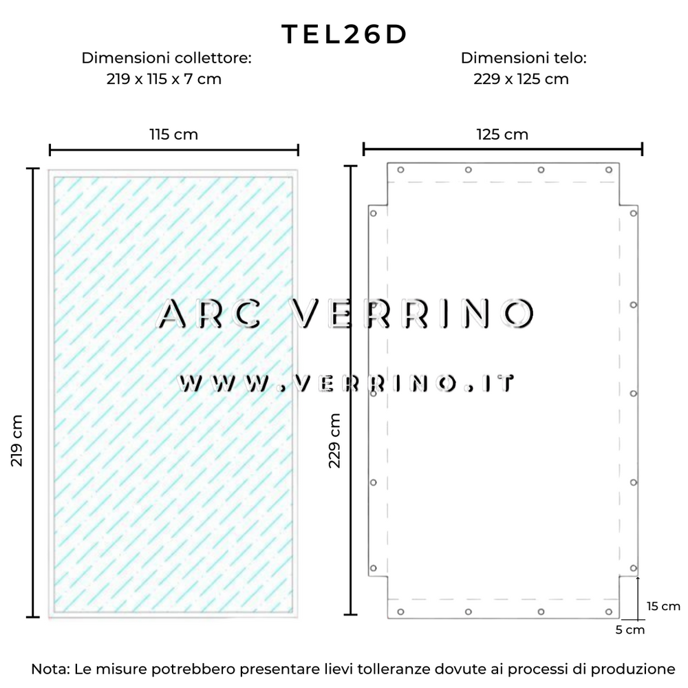Telo di copertura in PVC - 229 x 125 cm - per collettori solari BAXI (pannelli solari termici) | TEL 26 D_2