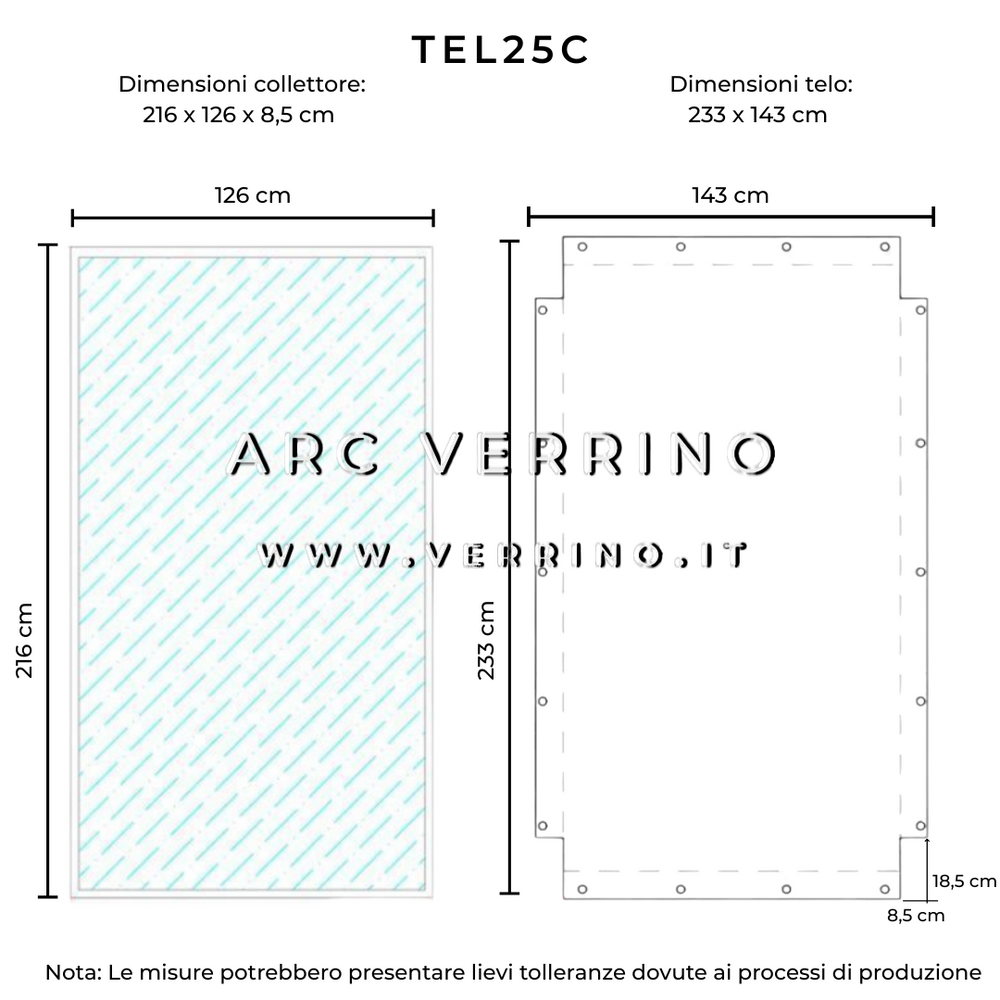 Telo di copertura in PVC - 233 x 143 cm - per collettori solari (pannelli solari termici) | TEL 25 C_2