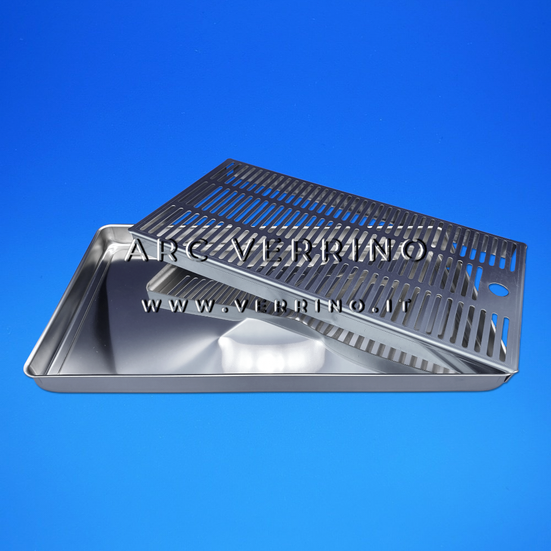 Vaschetta raccogligocce inox per impianti di spillatura | colonnine spillatura birra e bevande professionale - 400 x 220 mm - ARC VERRINO