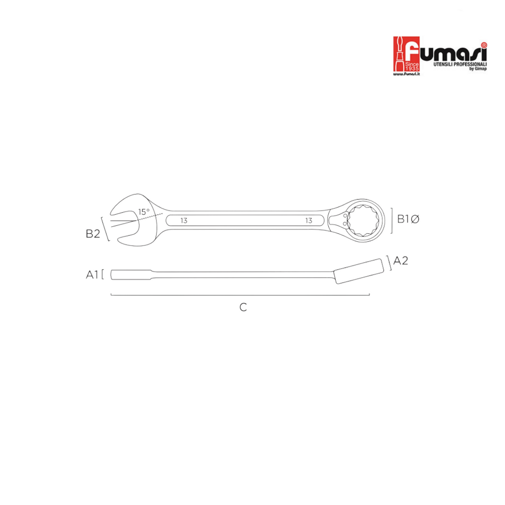 Chiave combinata a cricchetto fisso - 19x19 mm | Fumasi 335019