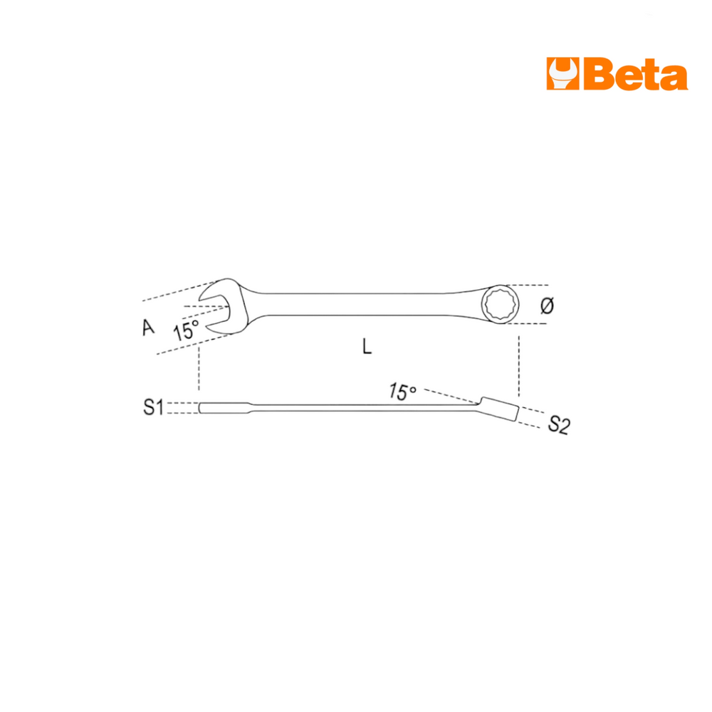 Chiave combinata 42 - a forchetta e poligonale - 12x12 mm | Beta 000421012