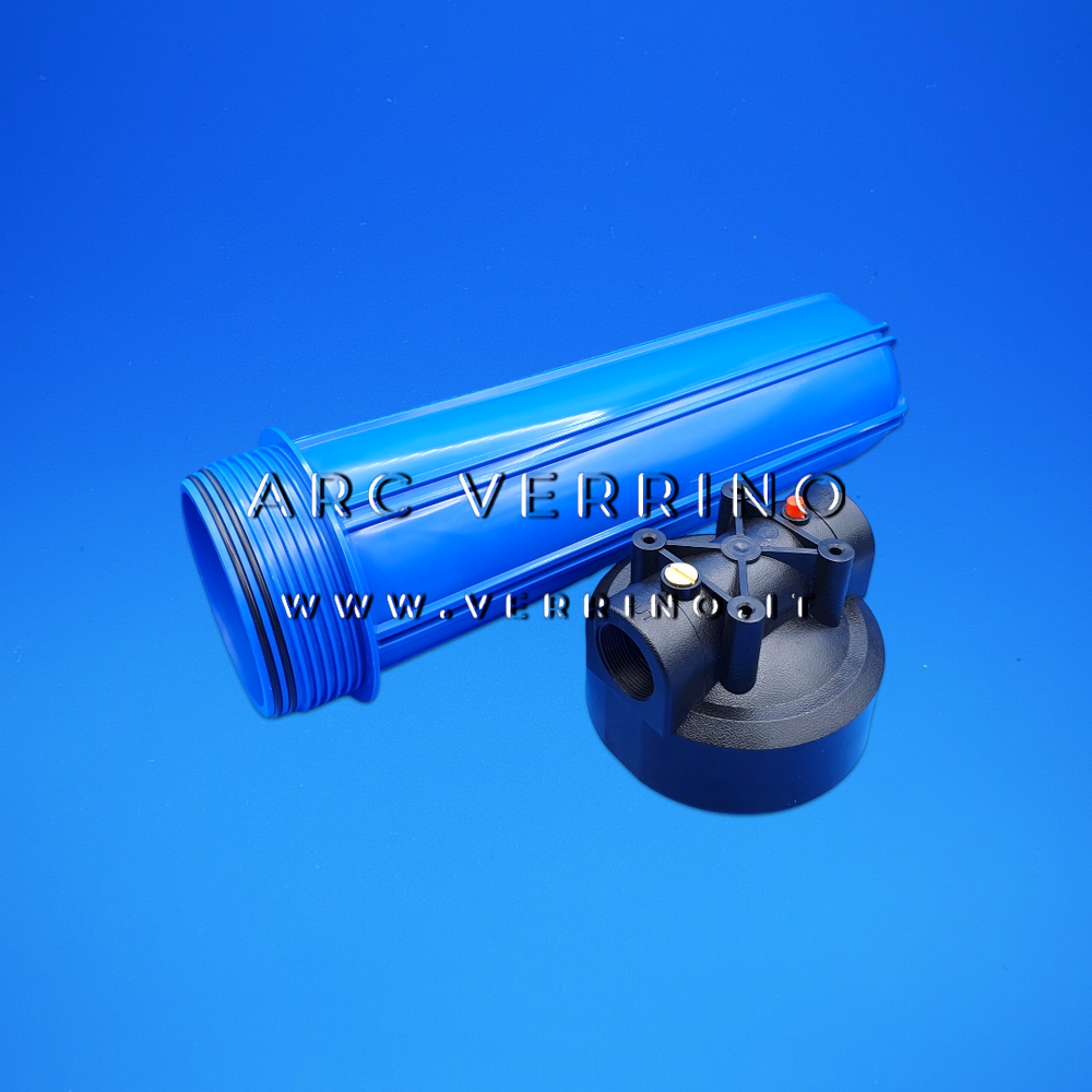 Contenitore per filtro BIG 20 - IN-OUT 1-1/2 | pulsante rilascio pressione con chiave e staffa