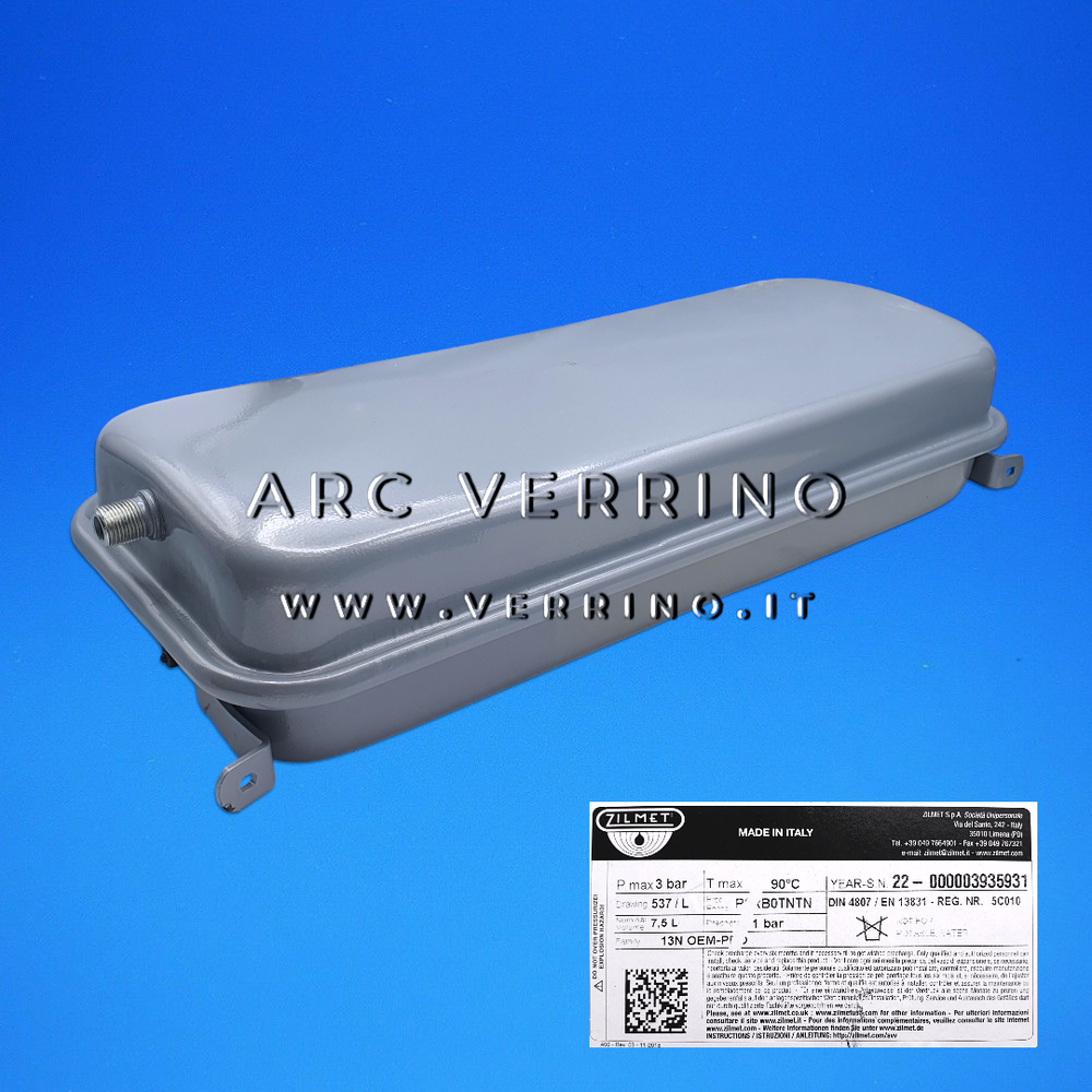 Vaso di espansione rettangolare - Zilmet 537/L 13N - 7,5 Litri - 3/8" M | Sime 5183701