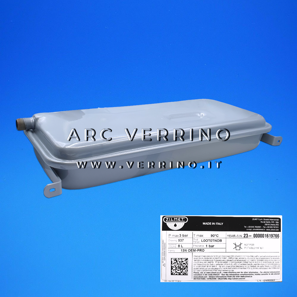 Vaso di espansione rettangolare - Zilmet 537 13N - 8 Litri - 1/2" M | Beretta R10020461