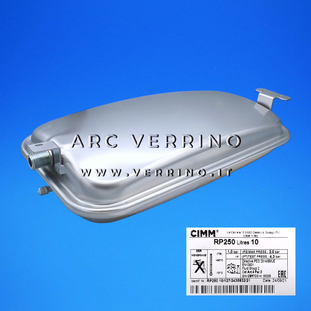 Vaso di espansione rettangolare - CIMM RP250 - 10 Litri - 1/2'' M | Beretta R10023565 (FUORI PRODUZIONE)
